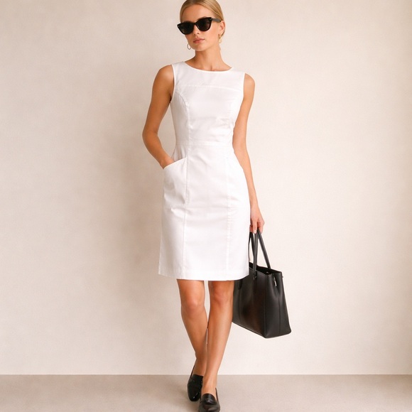Boden Dresses & Skirts - Boden Tamara White Shift Dress Tailored Minimalist 90s Style Size 6